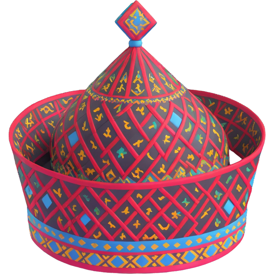 Uzbek traditional doppa hat with geometric patterns emoji