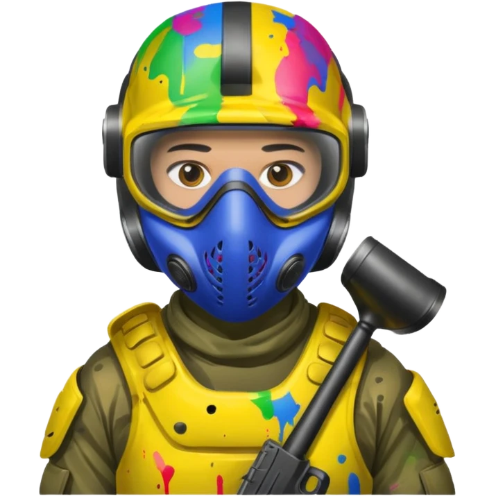 paintball player face shot with lots of colors emoji