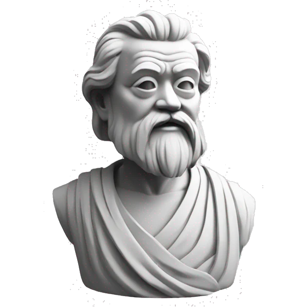lau tzu, philosopher statue, portrait, minimal, logo, monochrome emoji