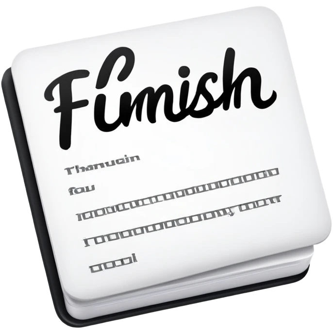 The Word "finish" script written  emoji