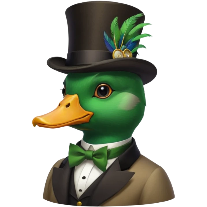 Create a mallard which has a hat and a monocle
 emoji