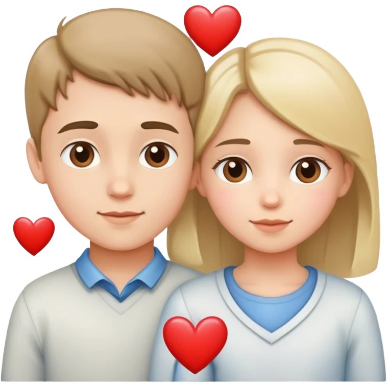 girl and boy in love with hearts between them emoji
