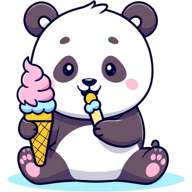 Panda eating ice cream emoji