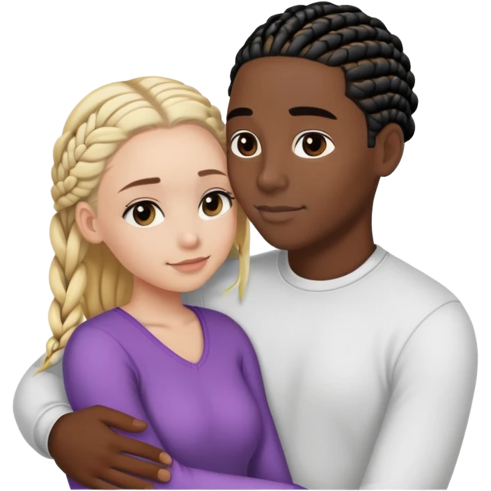 Black guy with black cornrows, snuggling up with a white girl with blonde hair emoji