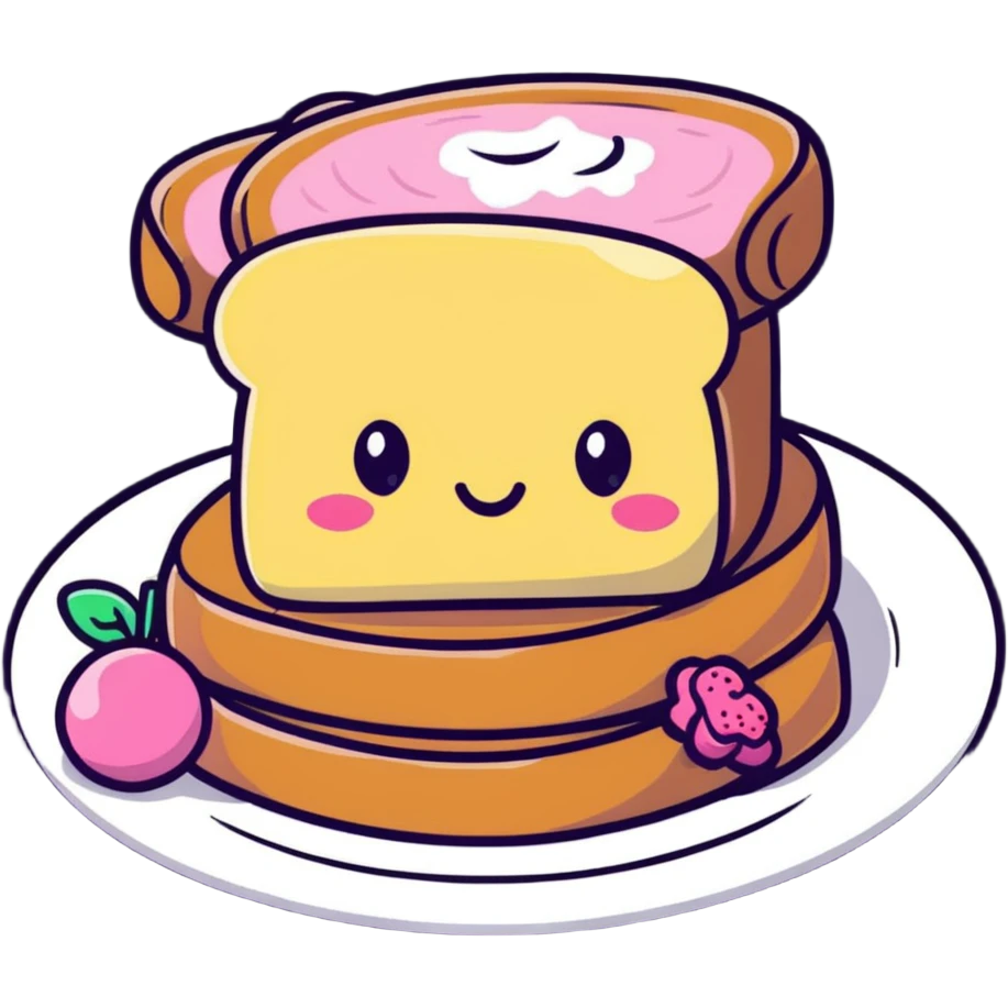 cute pink french toast with powdered sugar emoji