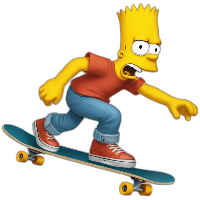 Bart Simpson fait du skateboard emoji