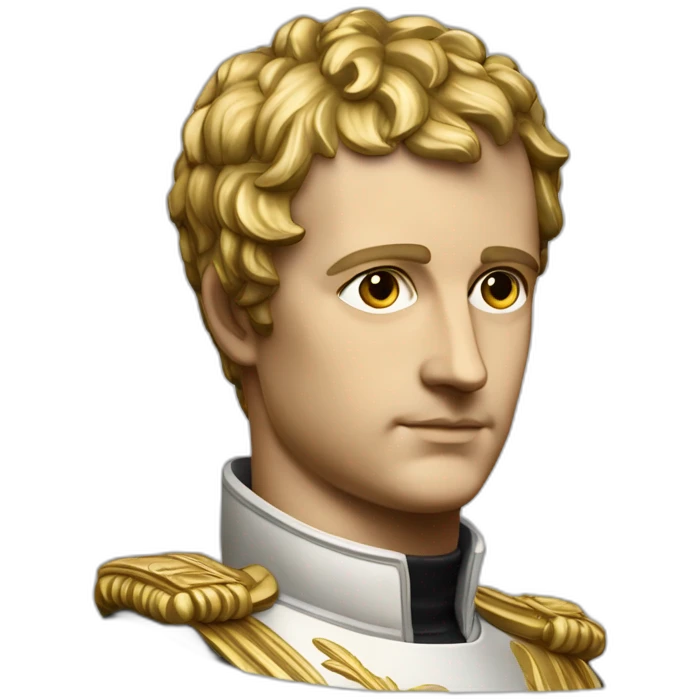 Laurel wreath on short hair serious napoleon bonaparte golden statue emoji