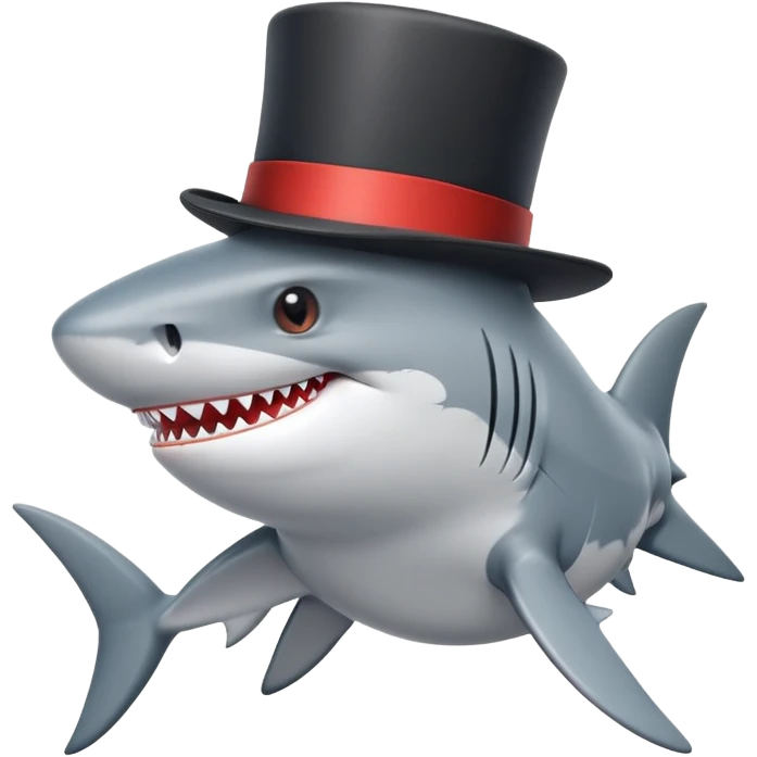 Shark with a top hat emoji