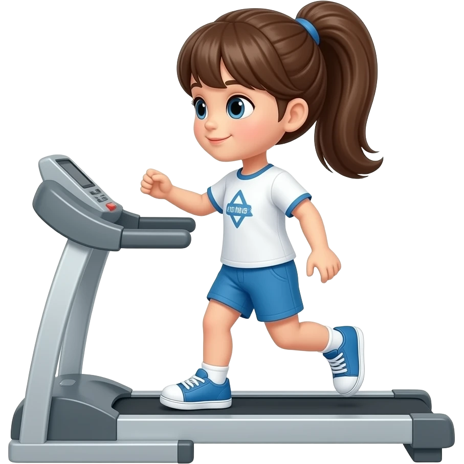 Bonequinha com rabo de cavalo na esteira emoji