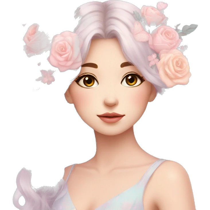 Dreamy pretty pastel flower girl aesthetic emoji