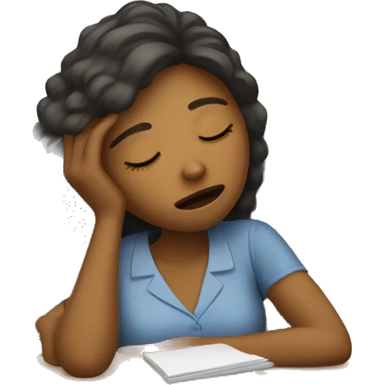 Tired woman teacher sleeping at her desk in elementary classroom emoji