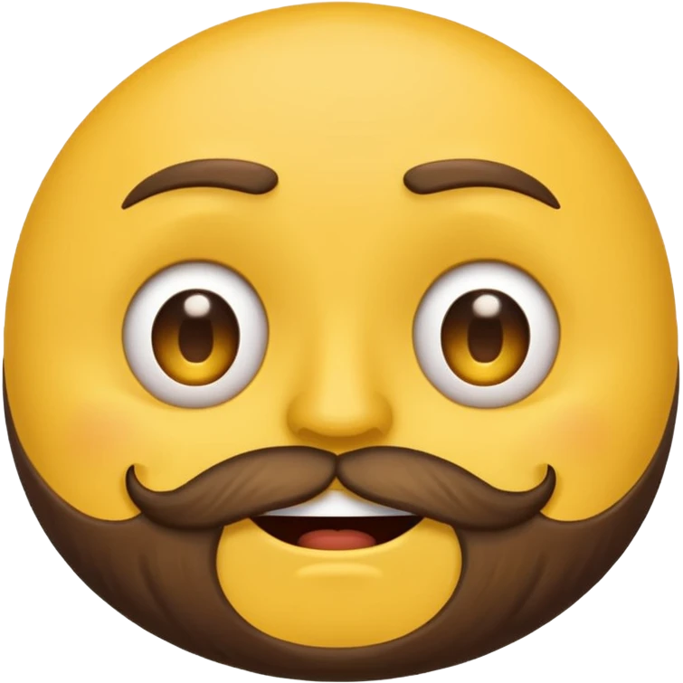 classic yellow emoji face with a beard, split between happy and sad expressions emoji