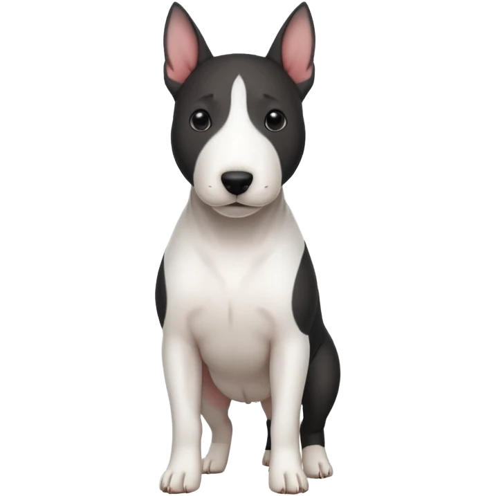 bull terrier with black head and body and a white chest emoji