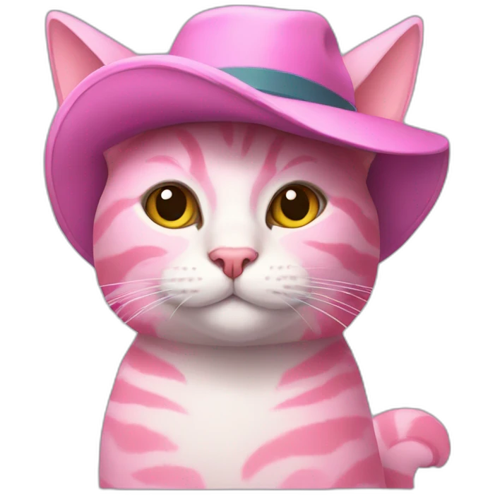 pink cat with hat emoji