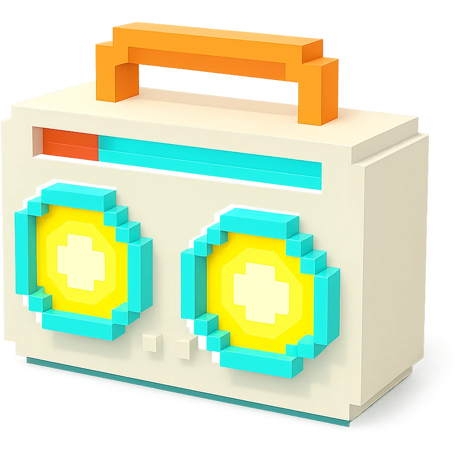 сделай белый святящейся бумбокс, no background emoji