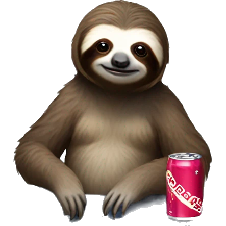 sloth with RedBull can and laptop emoji