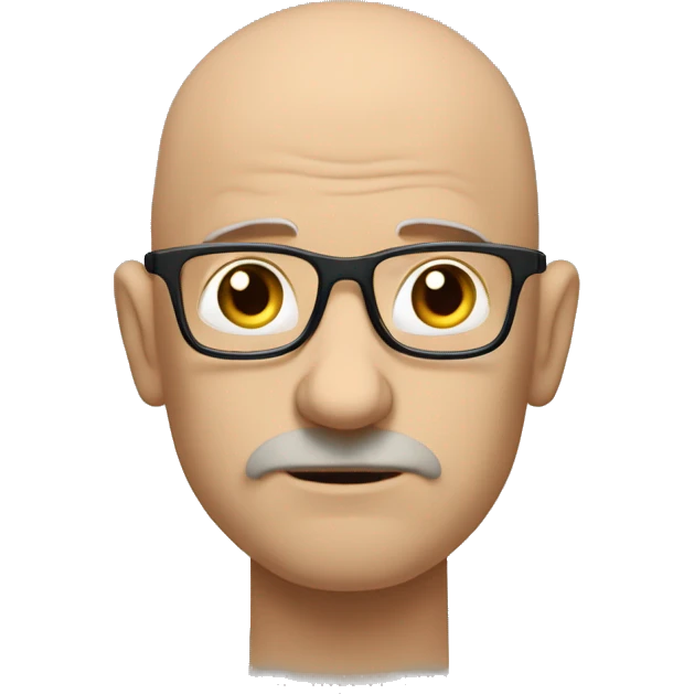 Create an image of a bald man with glasses, looking thoughtful and serious, wearing a plain T-shirt. Add the caption: ‘Did you not understand everything or just part of it?’ emoji