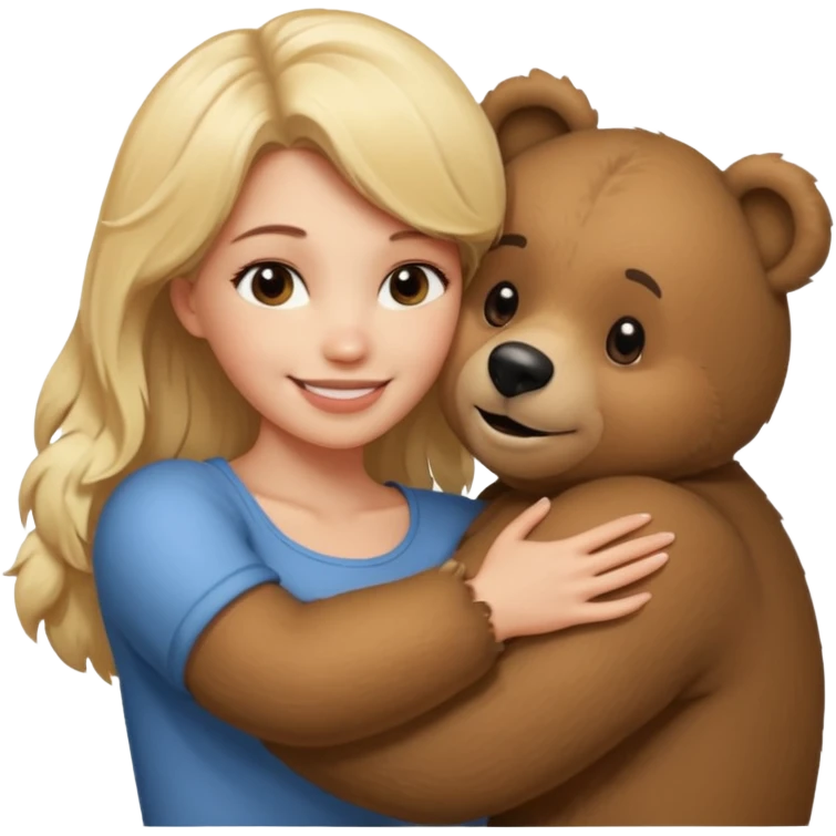 Blond Woman loving a big  bear emoji