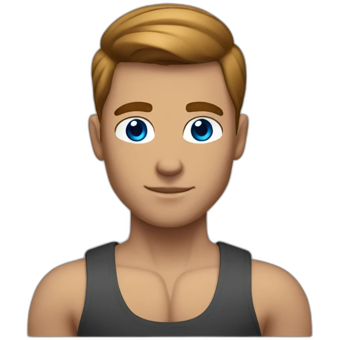 muscle blue eyes man slick bronze hair clean shaven emoji