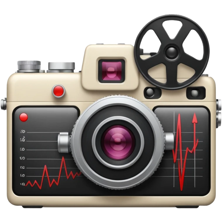film camera with EKG reading emoji