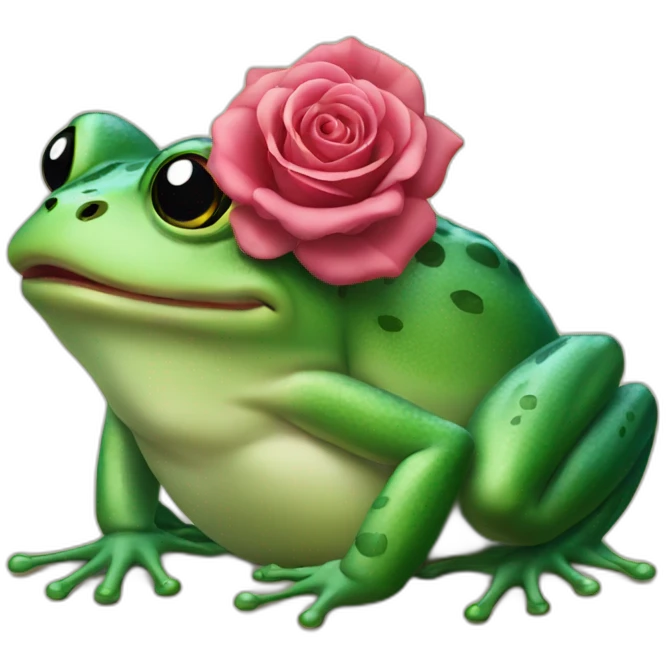 Frog with a rose in mouth emoji