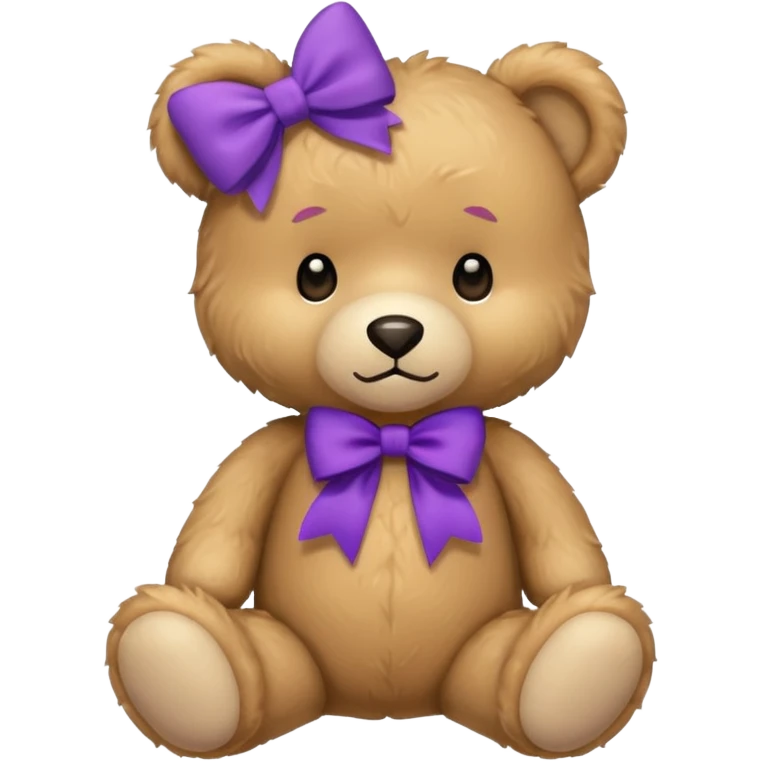 A cute teddy bear with a purple bun  emoji