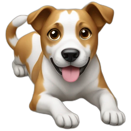 a dog chillin on the floor wirh one leg in the air emoji