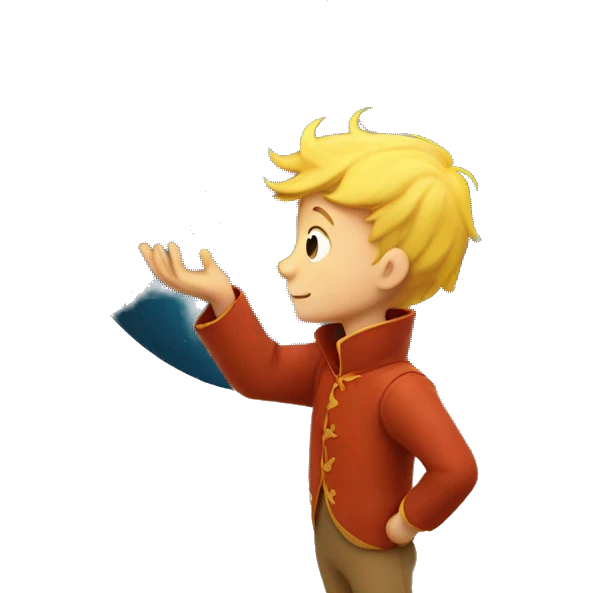 The little prince holds a star in his hands emoji
