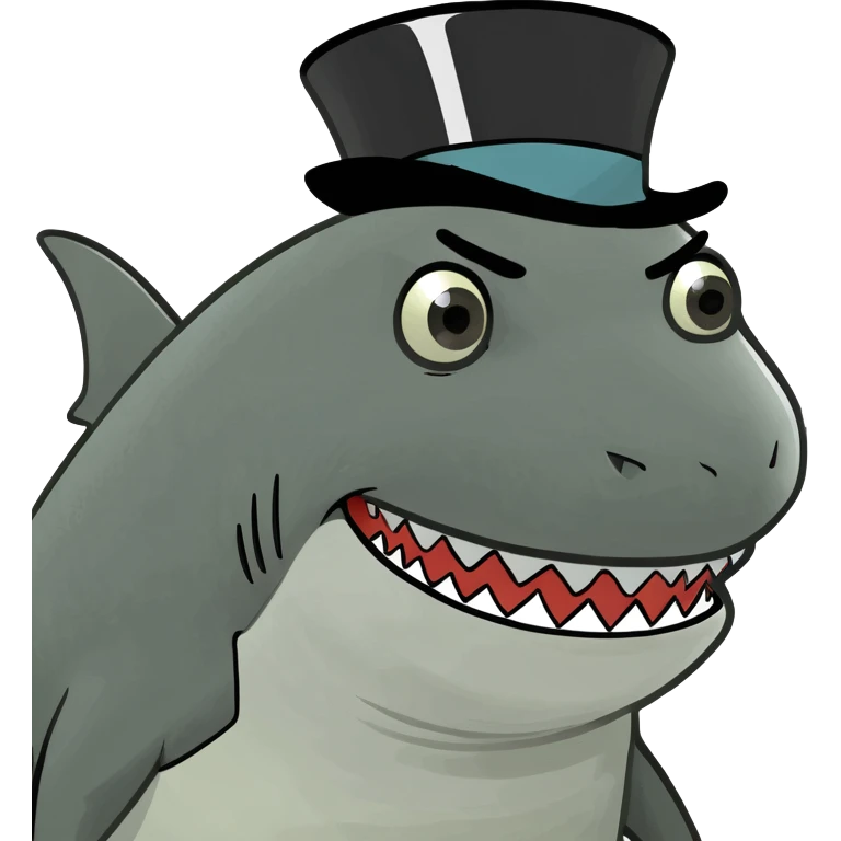 Shark with a top hat emoji