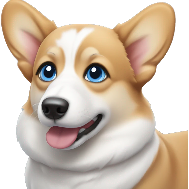 tan and white corgi with bright blue eyes emoji
