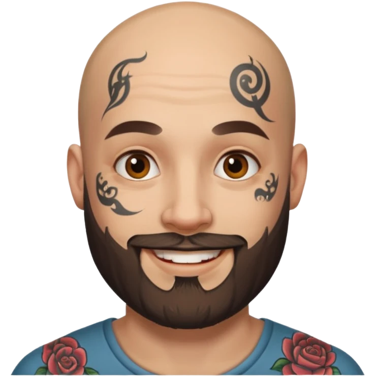 bald bearded man with face tattoo emoji