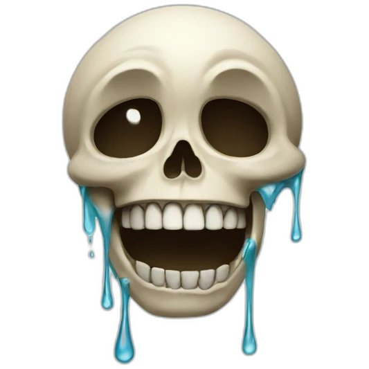 A skull with tears that laughs emoji