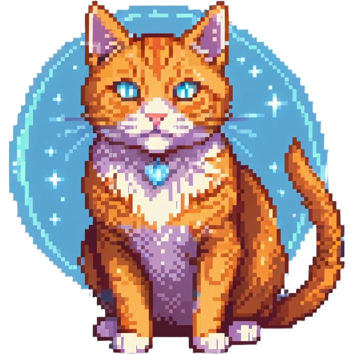 orange cat with magical glowing eyes and magical aura emoji