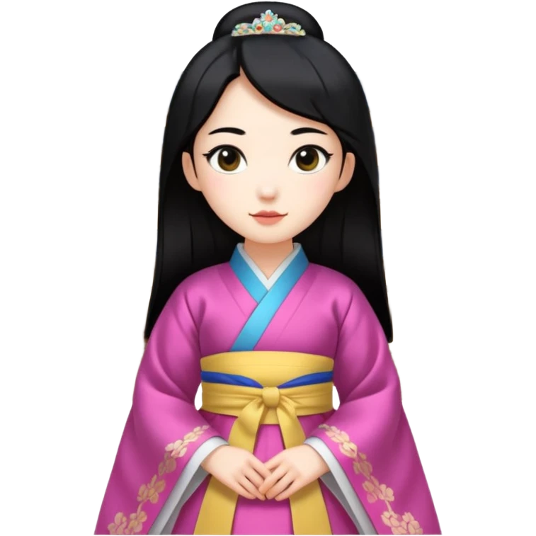 A Korean princess walking around her palace is real, has black hair and a white face emoji