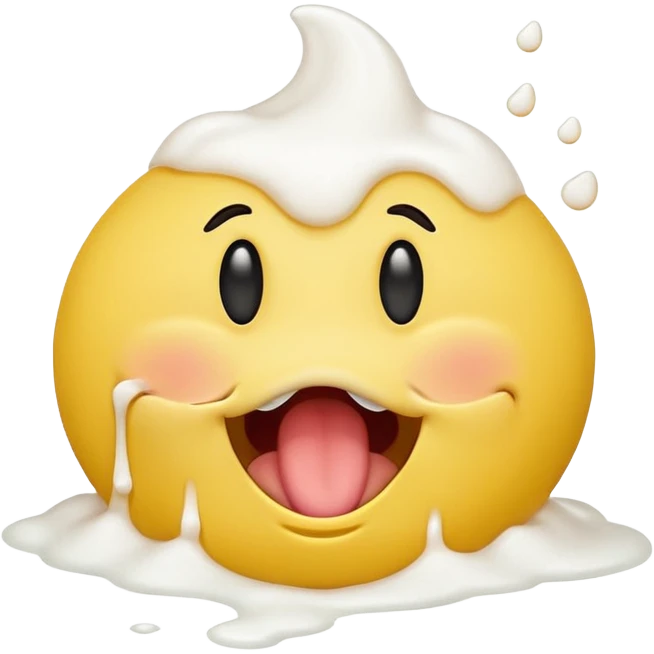 yellow smiley face with eyes up and mouth open, puking white foam emoji
