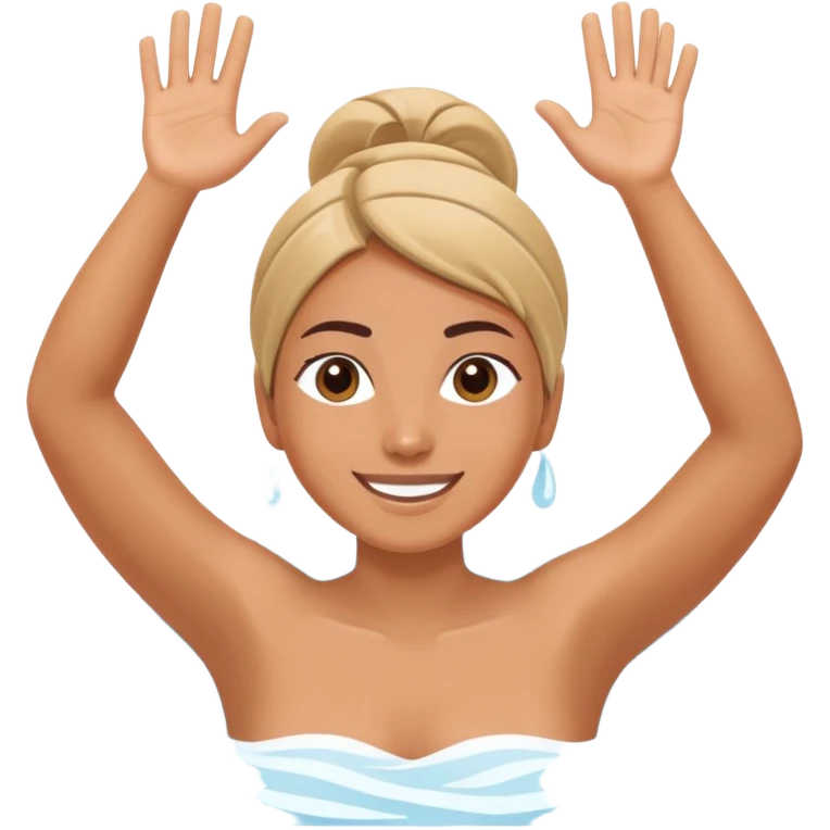 Person enjoying spa jacuzzi with arm raised, other arm on edge emoji