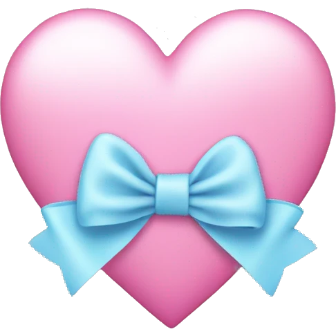 light blue heart with pink bow emoji