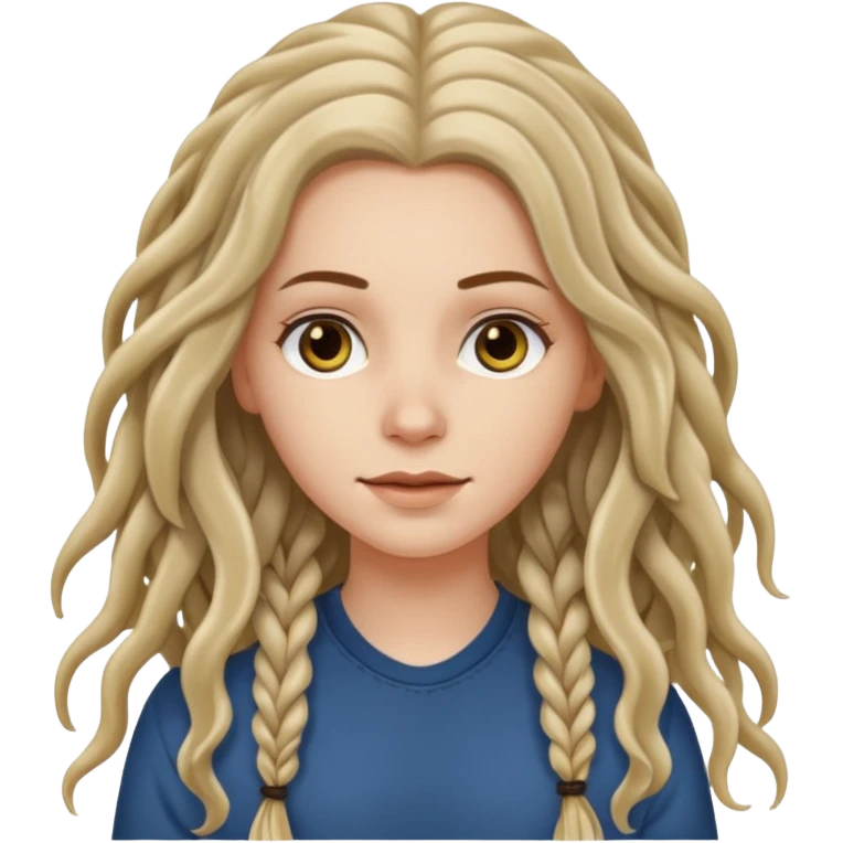 white girl, long wavy hair,  just some dreadlocks  emoji