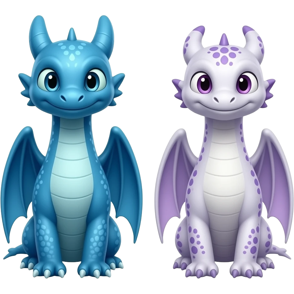 White/blue how to train ur dragon. Next to a white and purple dragon from how to train ur dragon emoji