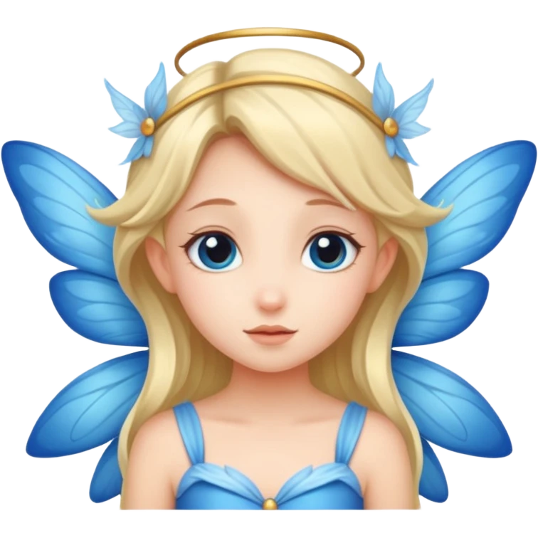 A shy fairy with soft blue wings emoji