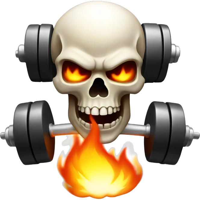 Skull on fire with an dumbell emoji