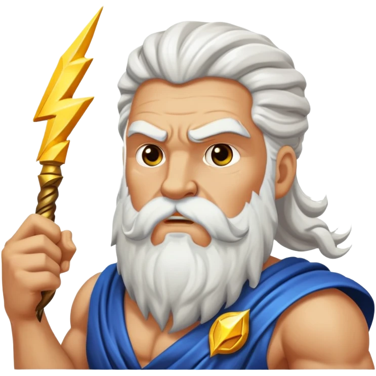 Zeus thunder god with lightning bolt and white beard emoji