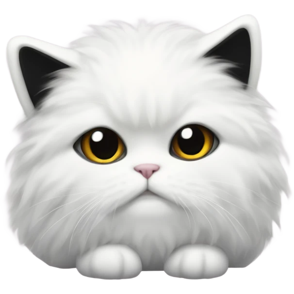 fat white fluffy cat with black face paws and tail wearing pyjamas  emoji