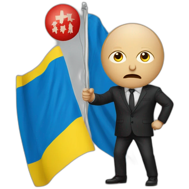 Vladimir poutine being scared by an Ukrainian flag emoji