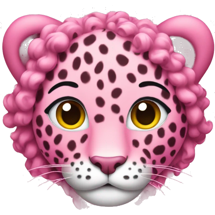 Pink leopard with curly hair emoji