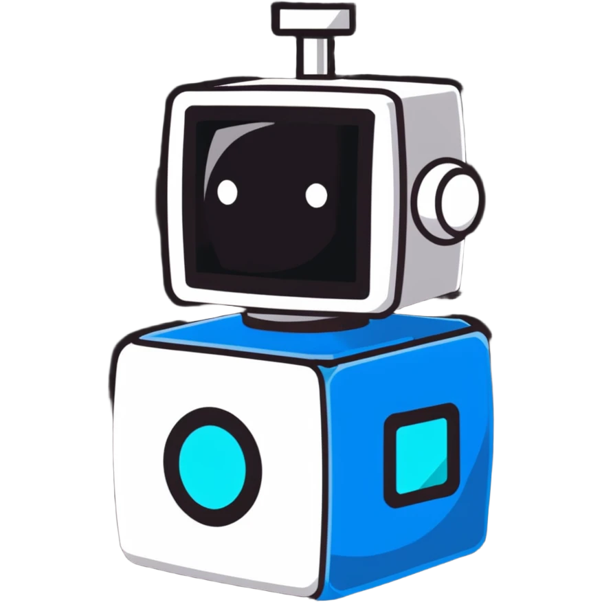 Cube-shaped reconnaissance robot with a rotating sensor on top emoji