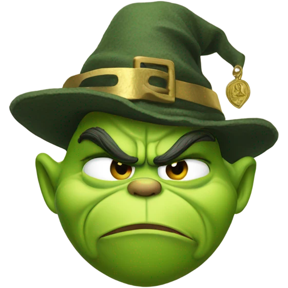 Grinch wearing pilgrim hate with gold buckle emoji