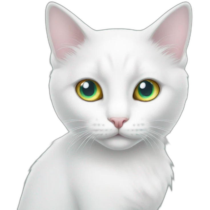 White cat heterochromia eyes with mermaid tail  emoji