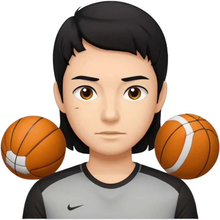 mach mir einen aus dem gym mit schwarzen haaren und sport tshirt emoji