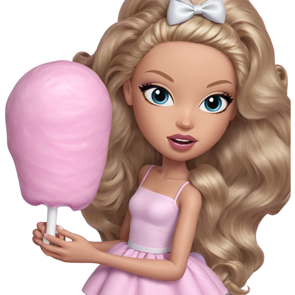 blonde girl with cotton candy emoji